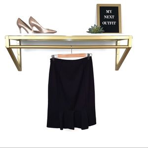 WHBM Black Kick Pleat Pencil Skirt